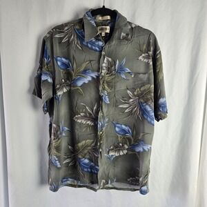Vintage Campia Moda Hawaiian Shirt Medium Floral Palm Tropical Green Cool Dad